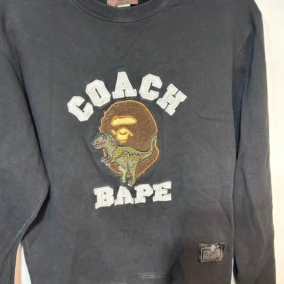 COACH Bape x coach crewneck sweatshirt. Black. Size Large. New condition. - Picture 3 of 11